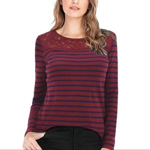 Benancy Purple Blue Striped Pullover Sweater